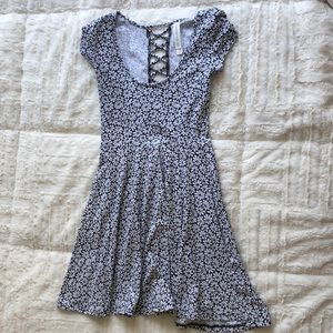 Black & White Dress w/ Flower Design